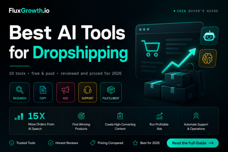 : Best AI tools for dropshipping in 2026 — 10 free and paid tools for research, copy, ads, support, and fulfillment.