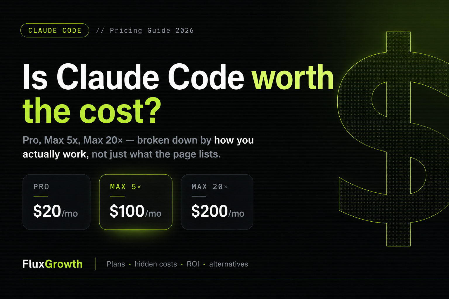 Claude Code pricing guide 2026 featured image showing Pro, Max 5x, and Max 20x monthly plans