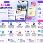 12 Best AI Instagram Caption Generators in 2026 infographic comparing ChatGPT, Buffer AI Assistant, Canva Magic Write, Jasper AI, Predis.ai, Copy.ai, Writesonic, Hootsuite, Vista Social, Simplified, and other AI caption tools with features, pricing, and use cases.