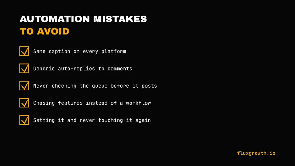 Checklist of common AI social media automation mistakes to avoid