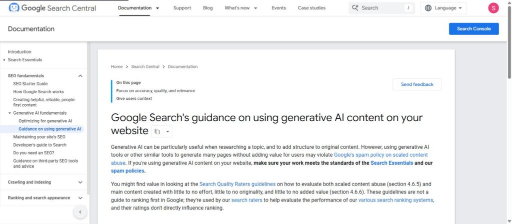 Google Search guidance on AI-generated content