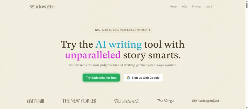 Sudowrite AI fiction writing tool interface